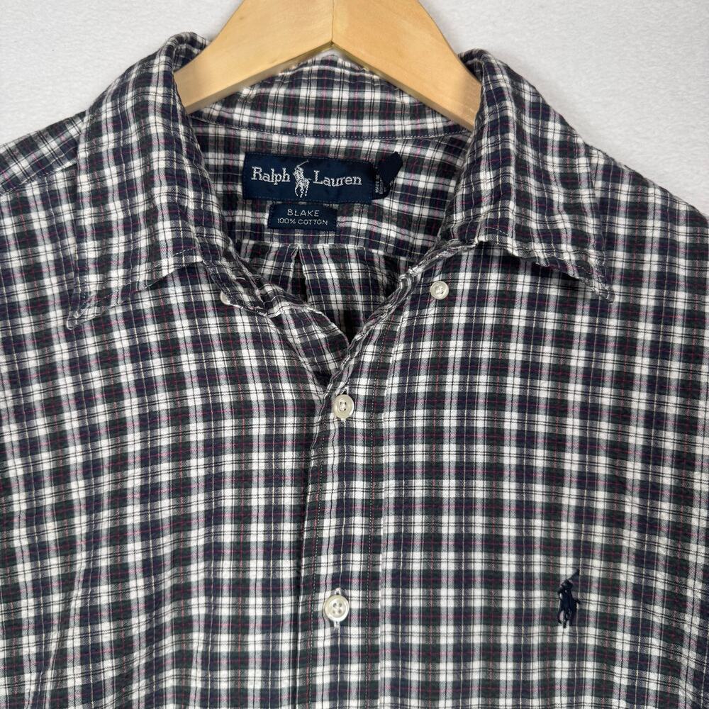 Ralph Lauren Blake Mens Cotton Polo Pony Checks Seersucker Casual Shirt sz Large